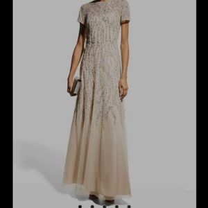Aidan Mattox Short Sleeve Beaded gown 14 read description Mother of the Bride